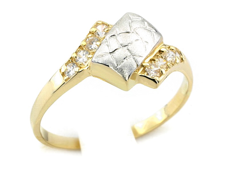 Złoty pierścionek z cyrkoniami żółte złoto - 7266c