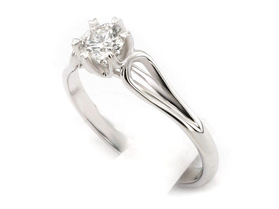 Pierścionek zaręczynowy z diamentem białe złoto - 728bbr — zdjęcie 3