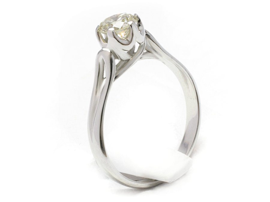 Złoty pierścionek z brylantem białe złoto - 729B_P_I — zdjęcie 2