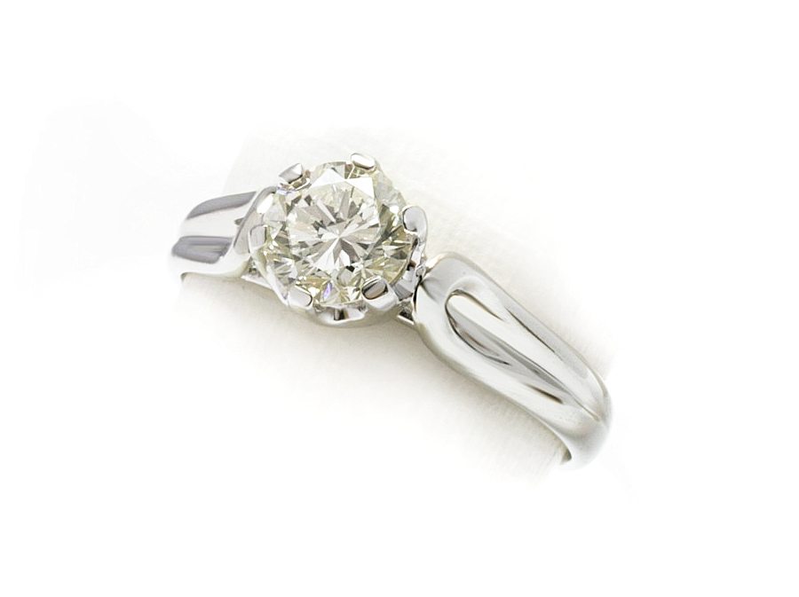 Złoty pierścionek z brylantem białe złoto - 729B_P_I — zdjęcie 3