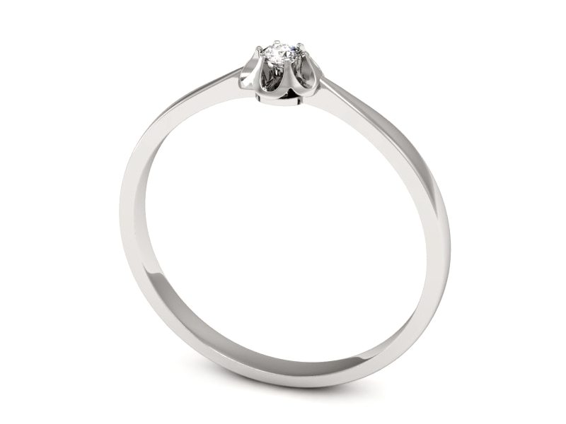 Złoty pierścionek zaręczynowy z brylantem - 730bb — zdjęcie 3