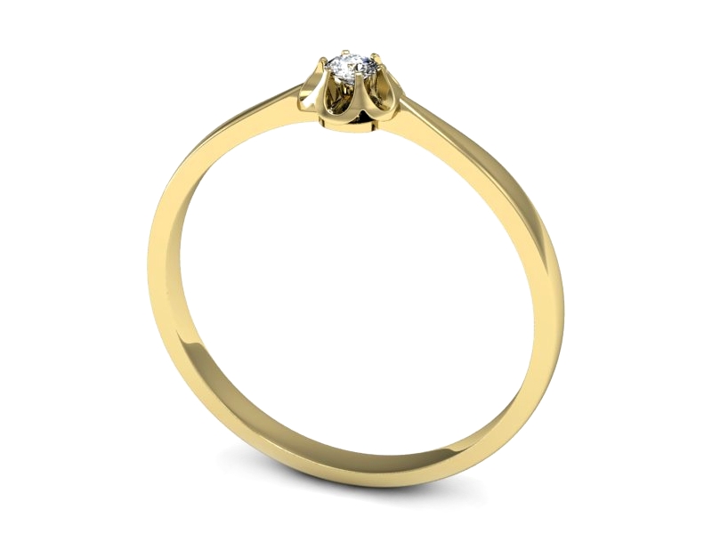 Pierścionek zaręczynowy z brylantem żółte złoto - 730bz — zdjęcie 3