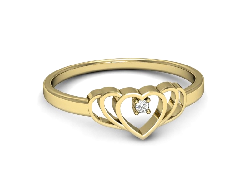 Złoty pierścionek z brylantem żółte złoto - 731bz — zdjęcie 2