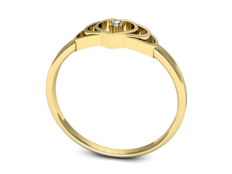 Złoty pierścionek z brylantem żółte złoto - 731bz — zdjęcie 3