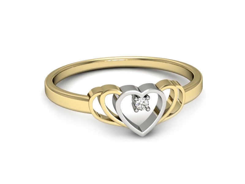 Złoty pierścionek zaręczynowy z brylantem - 731bzb — zdjęcie 2