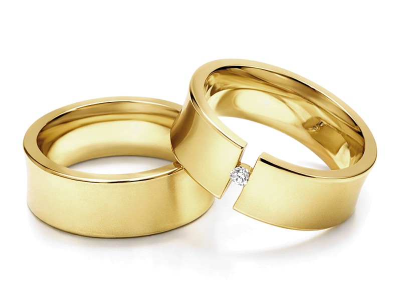 Obrączki ślubne z diamentem żółte złoto - 73205359z — zdjęcie 2