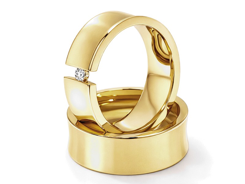 Obrączki ślubne z diamentem żółte złoto - 73205359z — zdjęcie 3