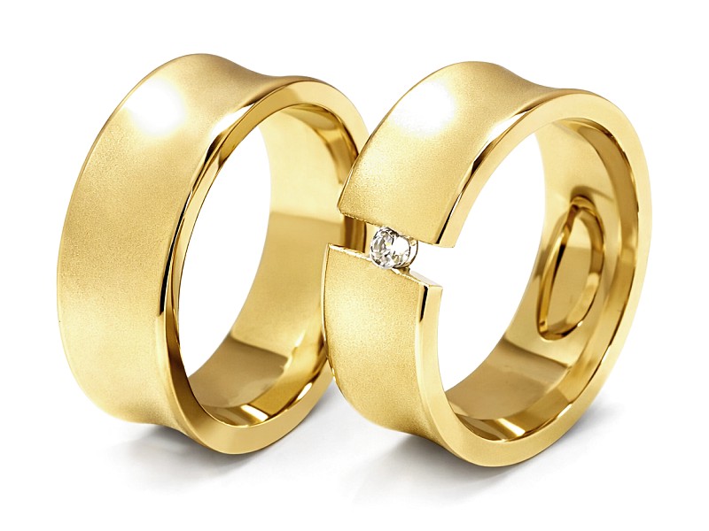 Obrączki ślubne z diamentem żółte złoto - 73205359z