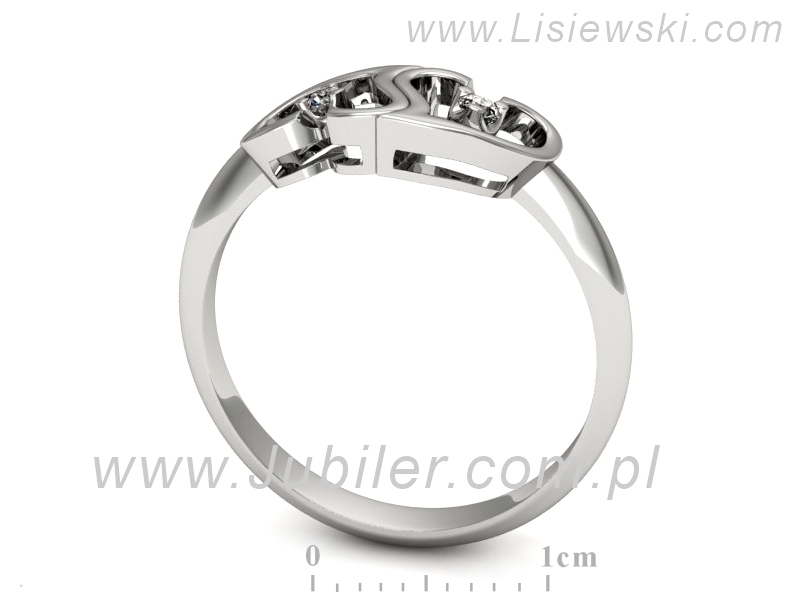 Złoty pierścionek z brylantami białe złoto - 732bb — zdjęcie 3