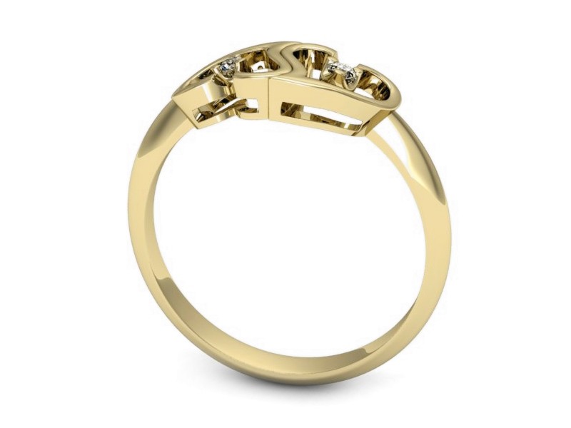 Złoty pierścionek z brylantami żółte złoto - 732bz — zdjęcie 3