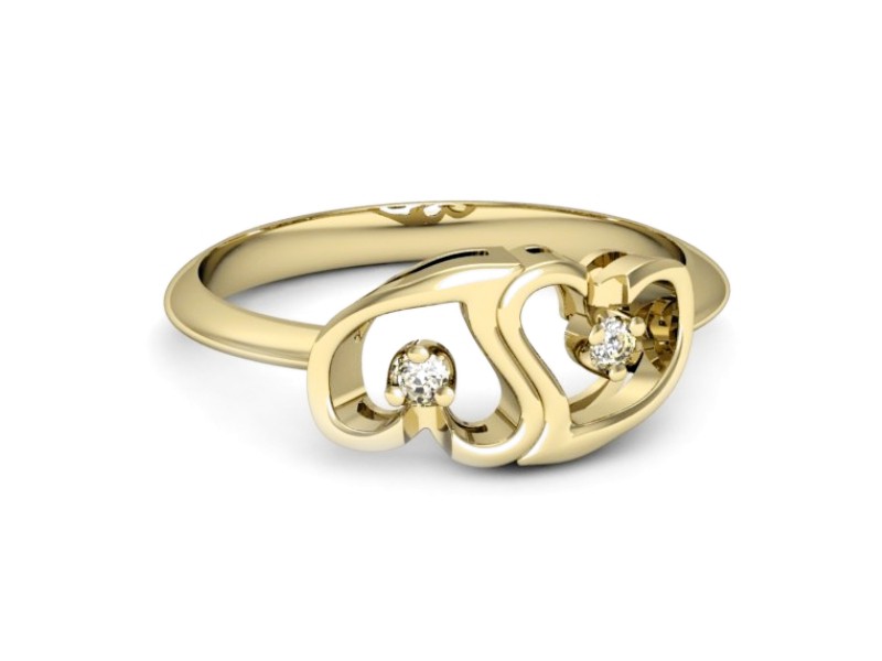 Złoty pierścionek z brylantami żółte złoto - 732bz — zdjęcie 2