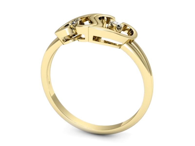 Złoty pierścionek z brylantami żółte złoto - 733bz — zdjęcie 3