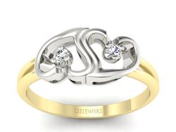 Pierścionek z diamentami żółte i białe złoto - 733bzb