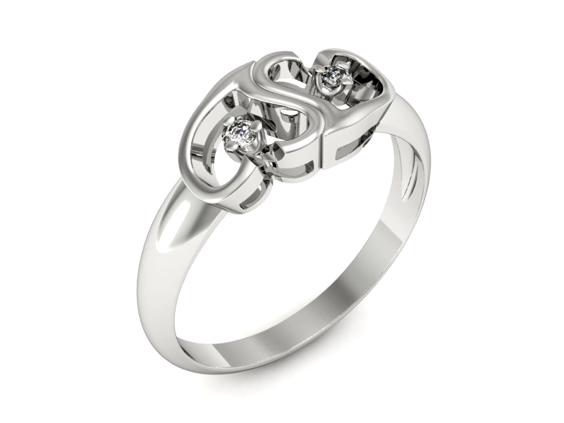 Złoty pierścionek z brylantami białe złoto - 734bb