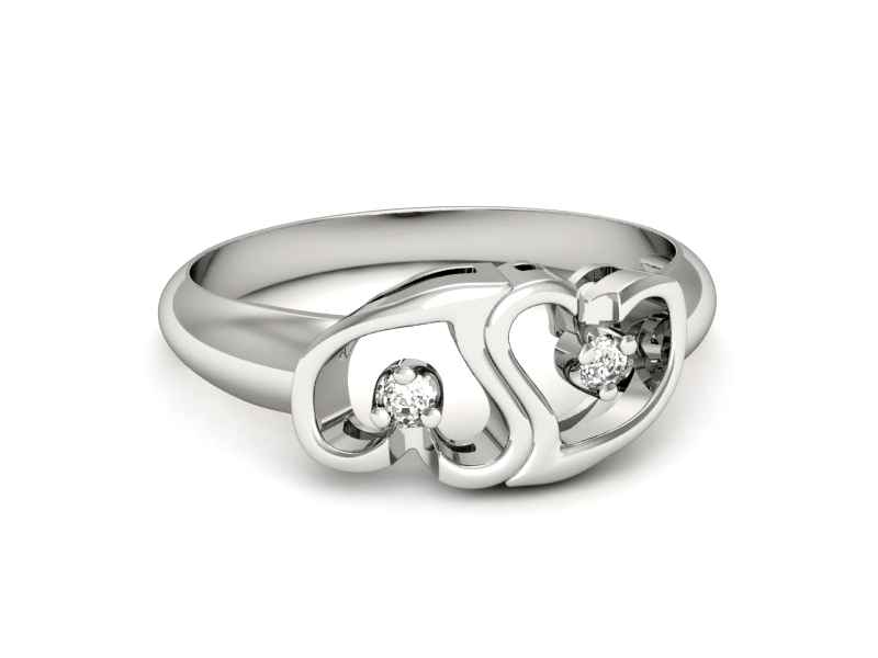 Złoty pierścionek z brylantami białe złoto - 734bb — zdjęcie 2