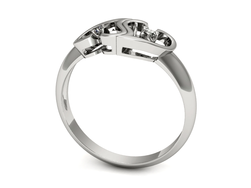 Złoty pierścionek z brylantami białe złoto - 734bb — zdjęcie 3