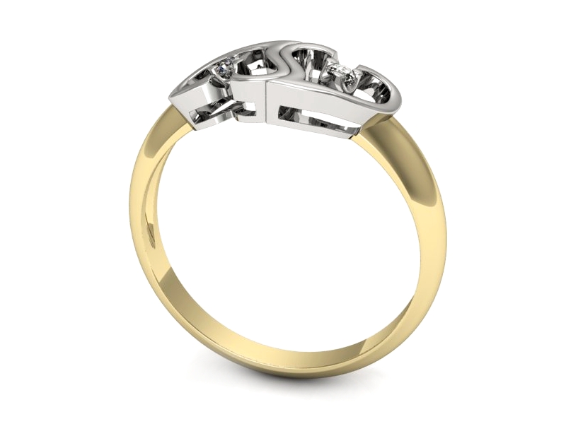 Pierścionek z brylantami białe i żółte złoto - 734bbr_SI_H — zdjęcie 3