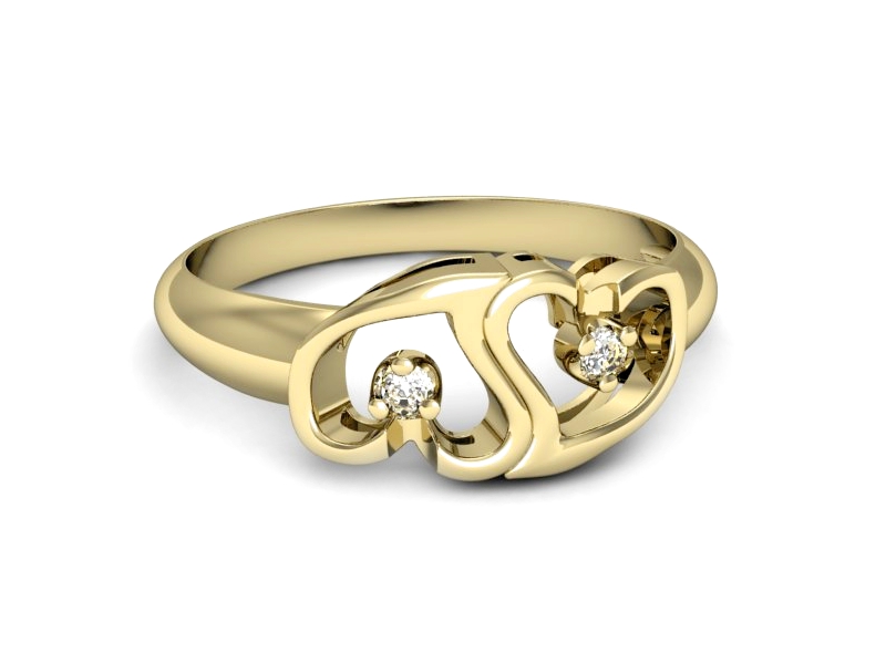 Złoty pierścionek z brylantami żółte złoto - 734bz — zdjęcie 2