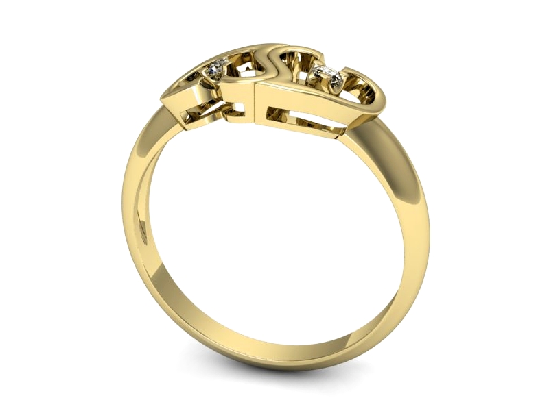 Złoty pierścionek z brylantami żółte złoto - 734bz — zdjęcie 3