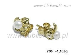 Złote Kolczyki żółte złoto z perłami - 735 - 1