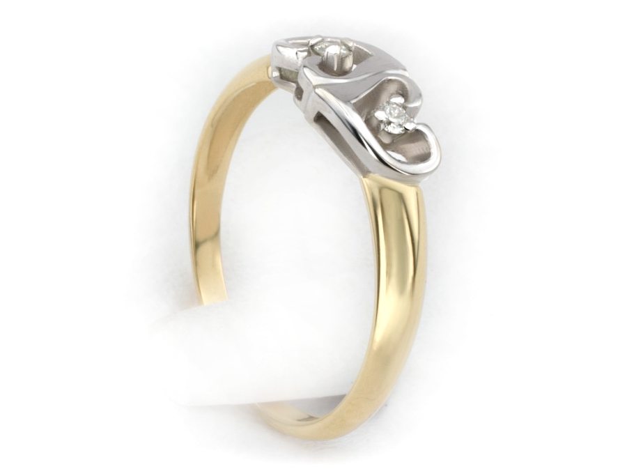 Złoty pierścionek zaręczynowy z brylantami - 735bbr_P_I — zdjęcie 3