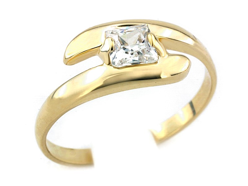 Złoty pierścionek z cyrkonią i elementami rodowanymi - 7379