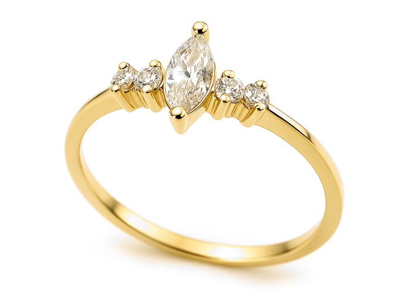 Złoty pierścionek z cyrkoniami żółte złoto - 7395p