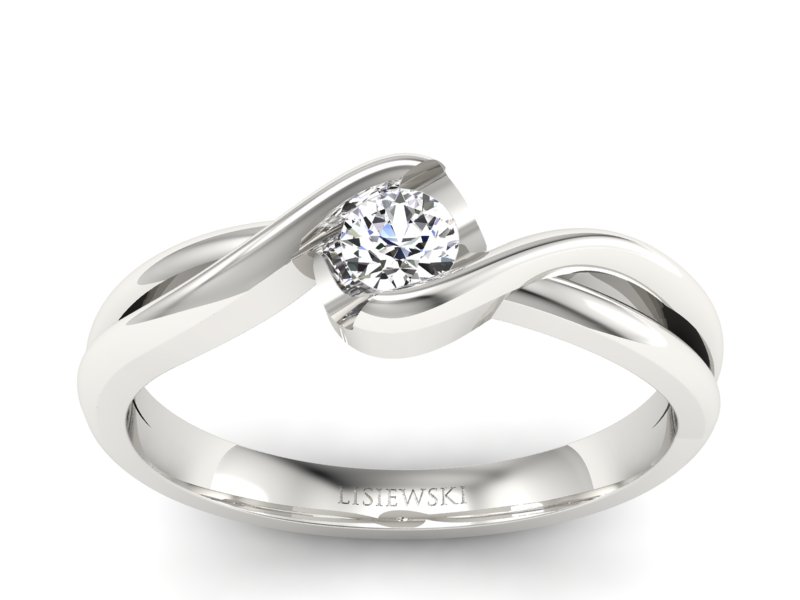 Pierścionek zaręczynowy z brylantem białe złoto - 739bbr_P_H