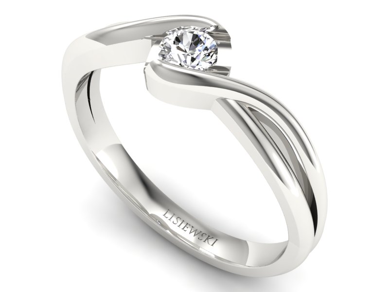 Pierścionek z platyny z brylantem - 739bbr_pt — zdjęcie 3
