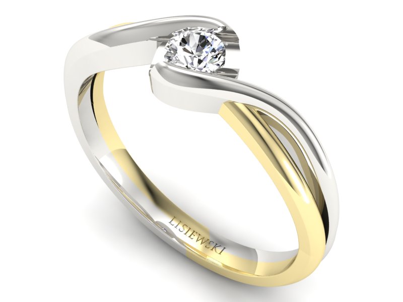 Pierścionek z diamentem żółte i białe złoto - 739bbr_Si_I — zdjęcie 3