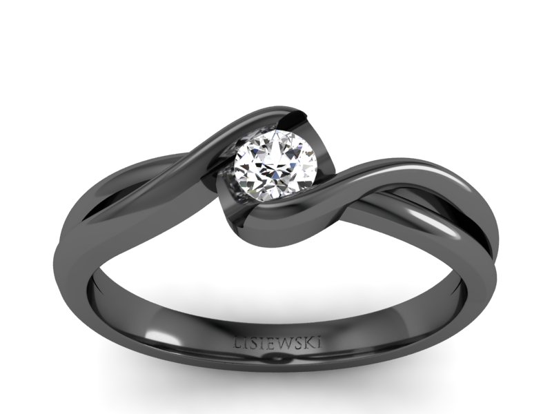 Złoty pierścionek z brylantem czarne złoto - 739bcz