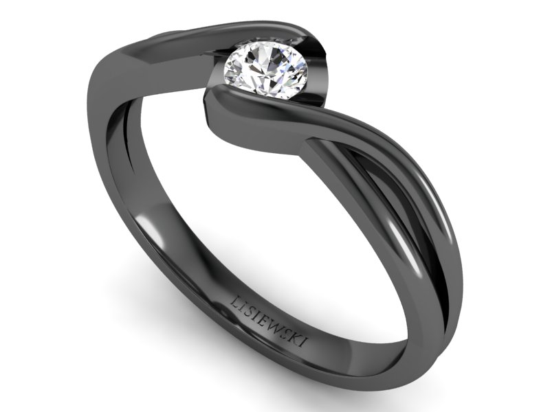 Złoty pierścionek z brylantem czarne złoto - 739bcz — zdjęcie 3