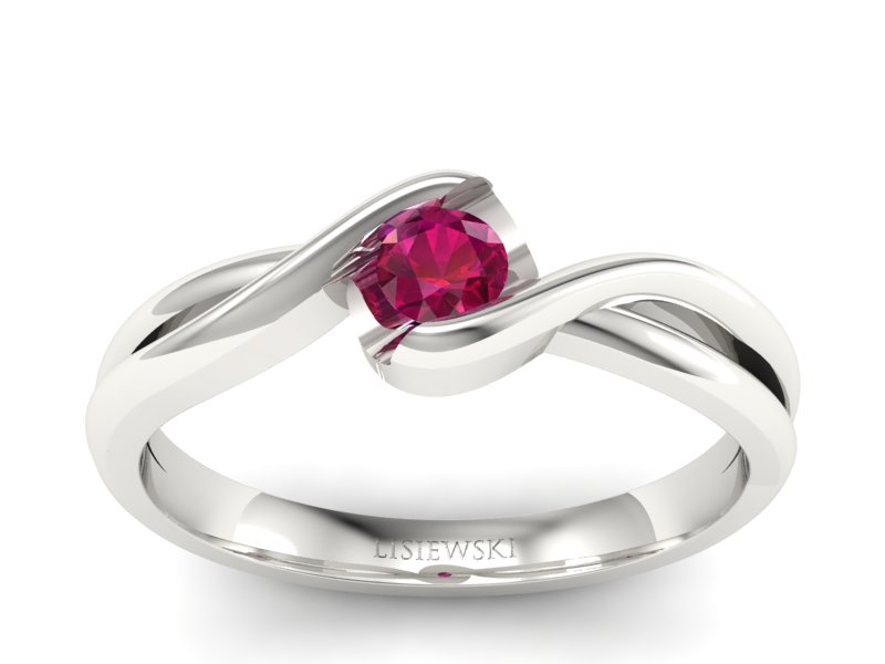 Złoty pierścionek zaręczynowy z rubinem - 739br_r