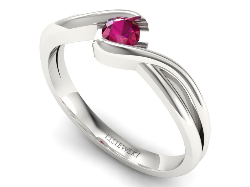 Złoty pierścionek zaręczynowy z rubinem - 739br_r — zdjęcie 3