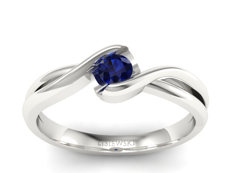 Złoty pierścionek zaręczynowy z szafirem - 739bsz