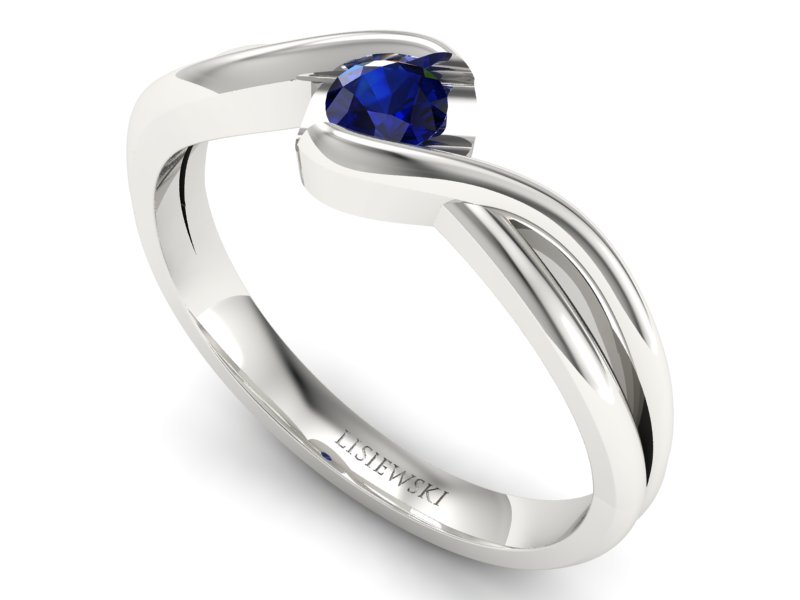 Złoty pierścionek zaręczynowy z szafirem - 739bsz — zdjęcie 3