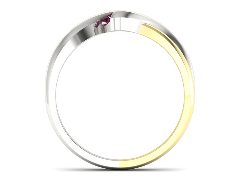 Pierścionek zaręczynowy z rubinem żółte białe złoto - 739bzr — zdjęcie 2