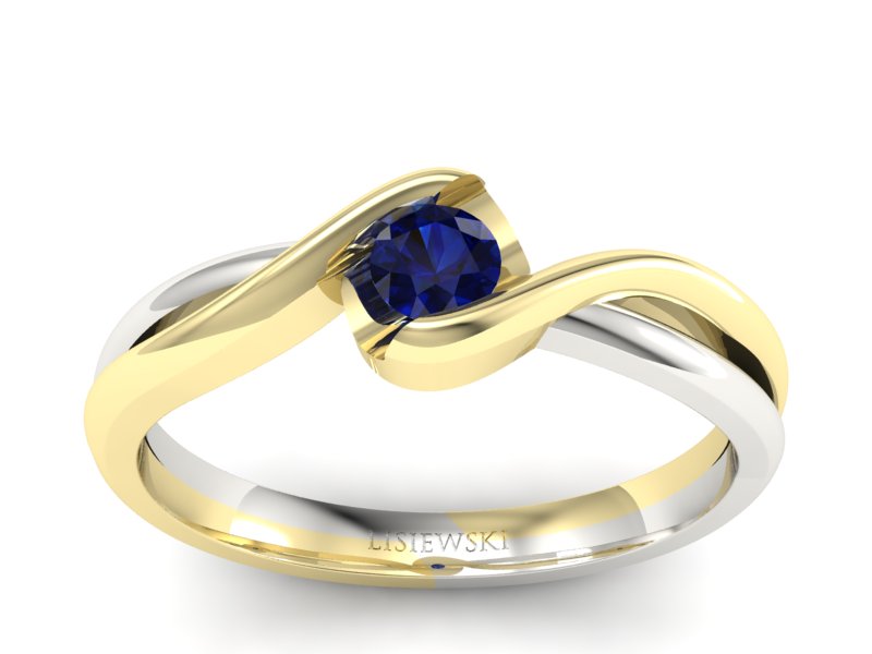 Złoty pierścionek zaręczynowy z szafirem - 739bzsz