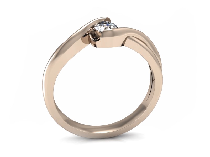 Złoty pierścionek z brylantem różowe złoto - 739c — zdjęcie 3
