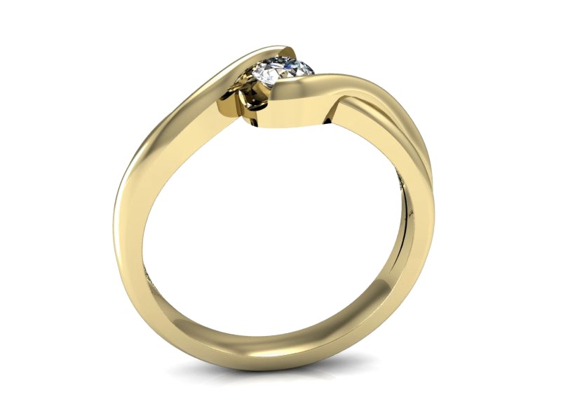 Złoty pierścionek z brylantem żółte złoto - 739z — zdjęcie 3