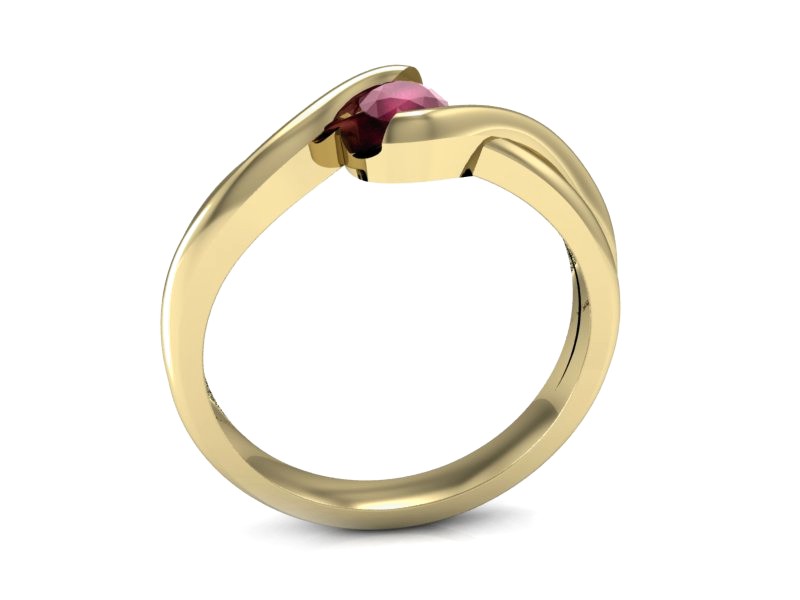 Złoty pierścionek z rubinem żółte złoto - 739zr — zdjęcie 3