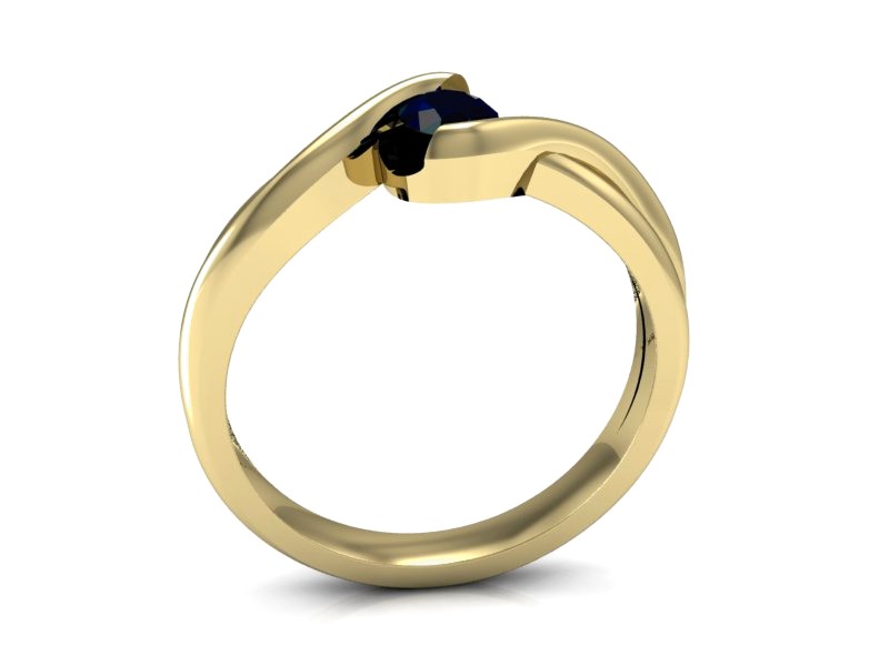 Złoty pierścionek z szafirem nowoczesny złoto - 739zsz — zdjęcie 3