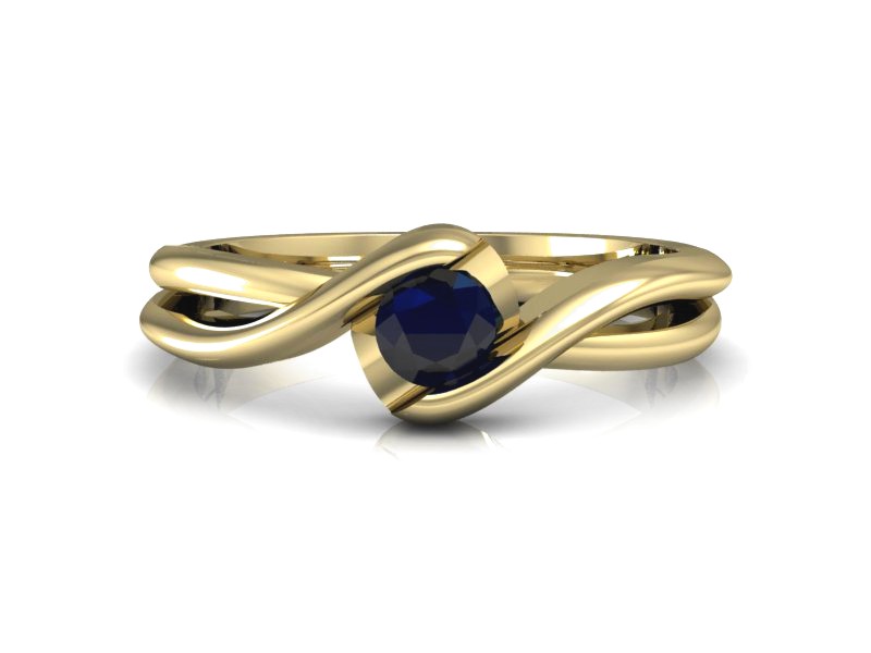 Złoty pierścionek z szafirem nowoczesny złoto - 739zsz — zdjęcie 2