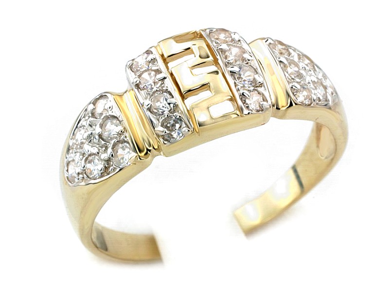 Złoty pierścionek z cyrkoniami żółte złoto - 7401_