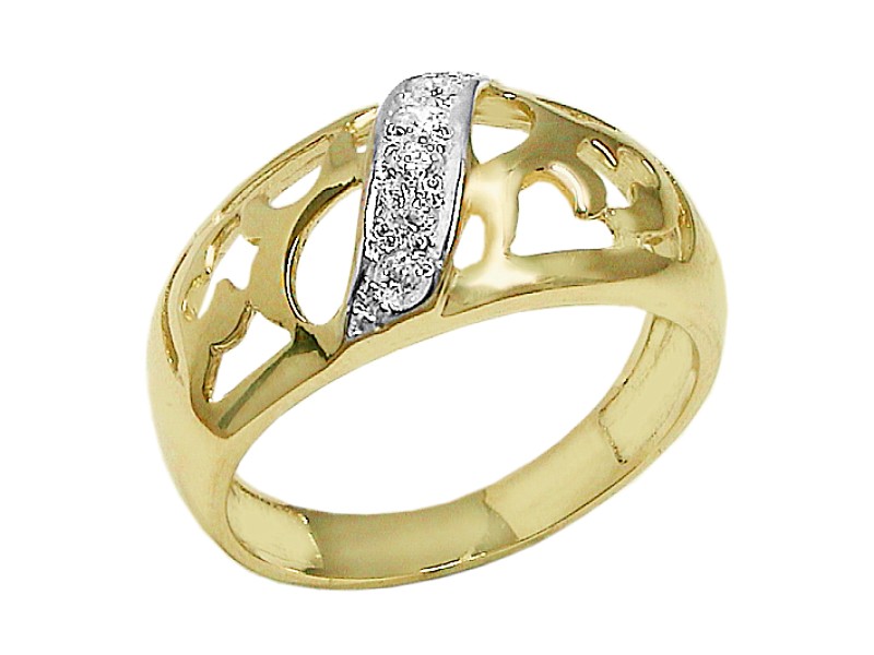 Złoty pierścionek z cyrkoniami - 7445