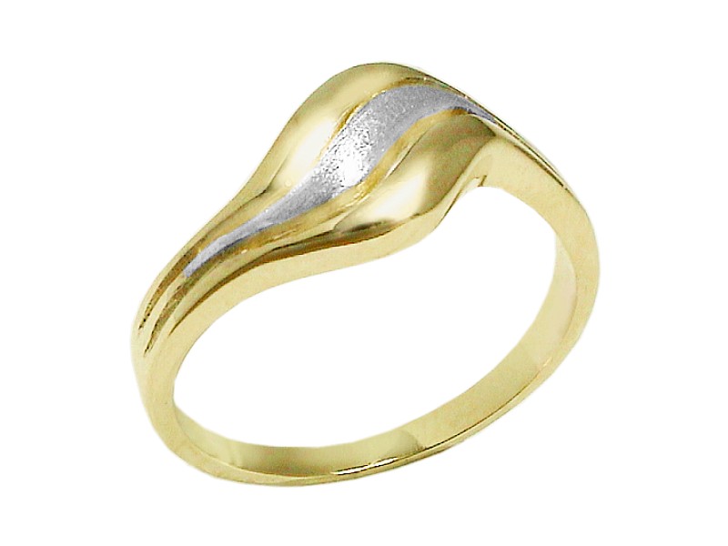 Złoty pierścionek z elementami rodowanymi - 7452