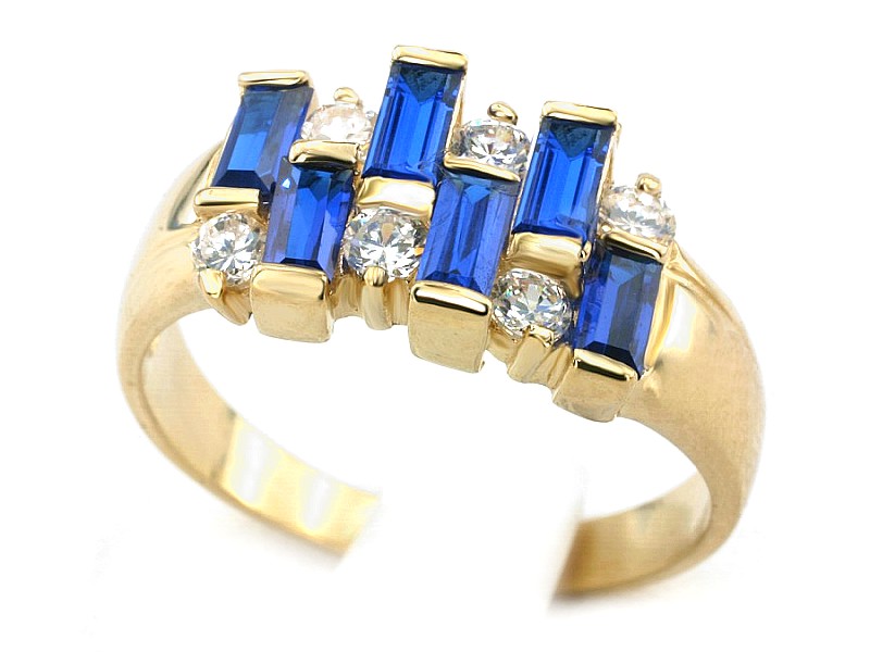 Złoty pierścionek z cyrkoniami i spinelami - 7476spin