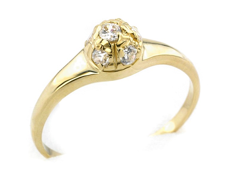 Złoty pierścionek z cyrkoniami żółte złoto - 7478c