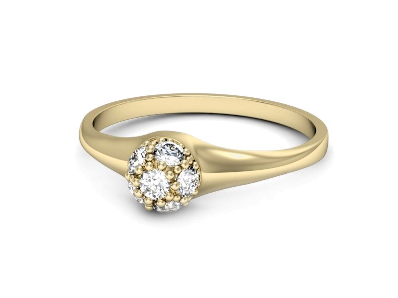 Złoty pierścionek z brylantami żółte złoto - 7478z — zdjęcie 2