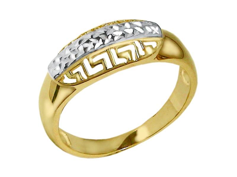 Złoty pierścionek z rodowanymi elementami - 7484